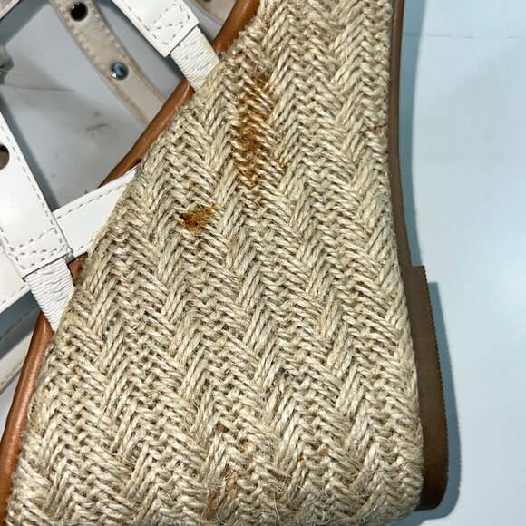 Time And Tru White Studded Espadrille Wedge Sandals Memory Foam Womens Size 10 - Picture 4 of 14